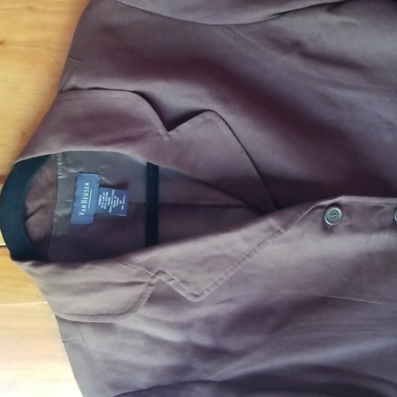 Van Heusen chocolate brown linen/rayon jacket, like new, size M - Picture 3 of 6